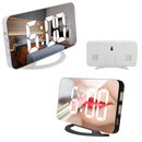 Relógio digital multifuncional Lianwany com espelho, display claro e design moderno, ideal para decoração de quarto ou escritório.