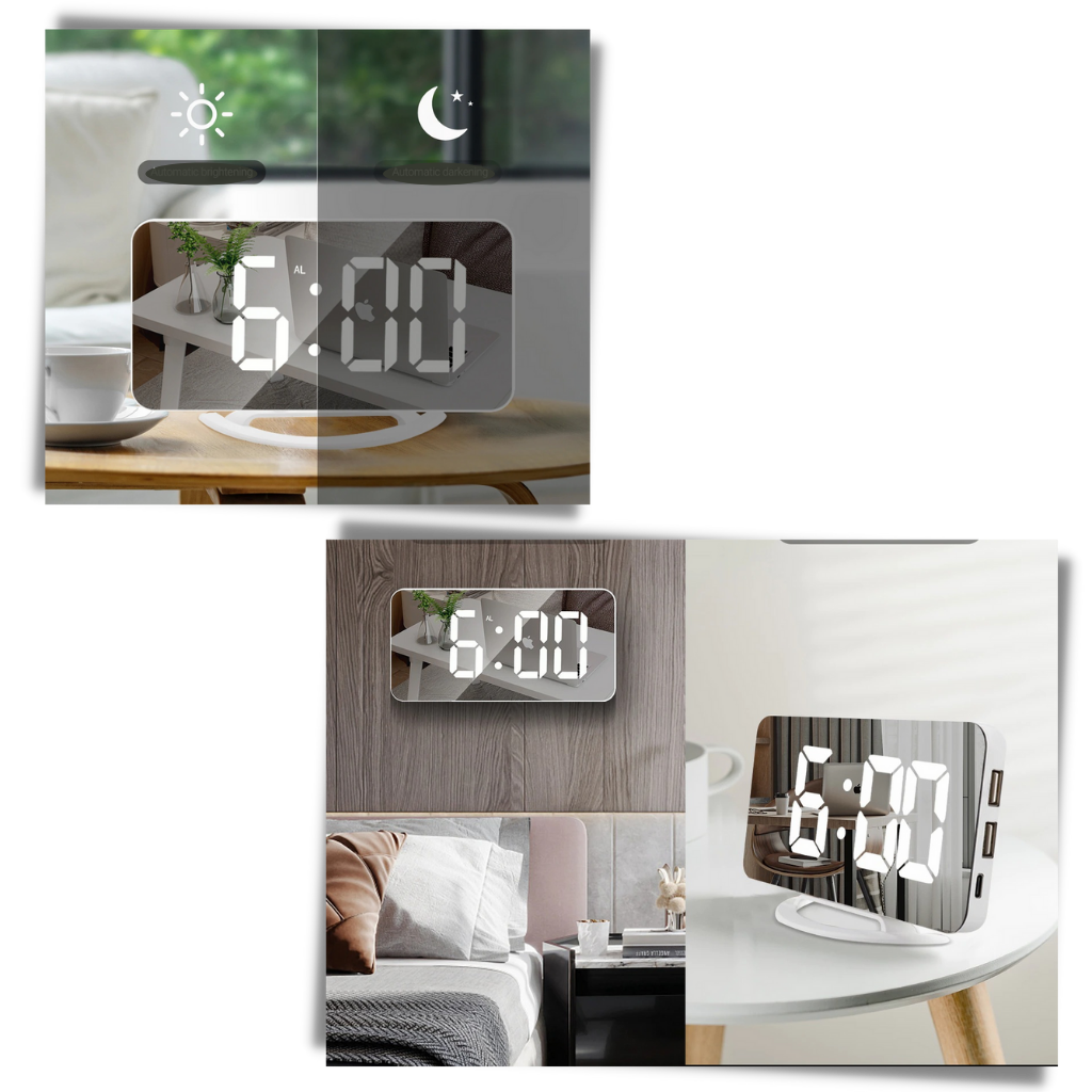 Relógio despertador digital multifuncional Lianwany com visor claro e display LED, ideal para quarto e mesa de trabalho.