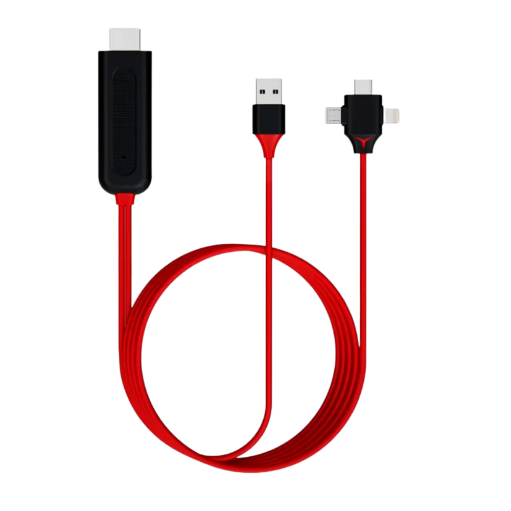 Cabo adaptador HDMI Zeiger para telefones e tablets, gerenciador de cabos, conectado a dispositivos móveis.