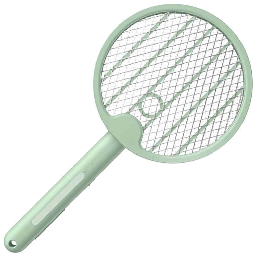 Raquete anti-mosquito plegável 2-em-1 Sutowe para camping e trilhas, com estrutura verde e design portátil.