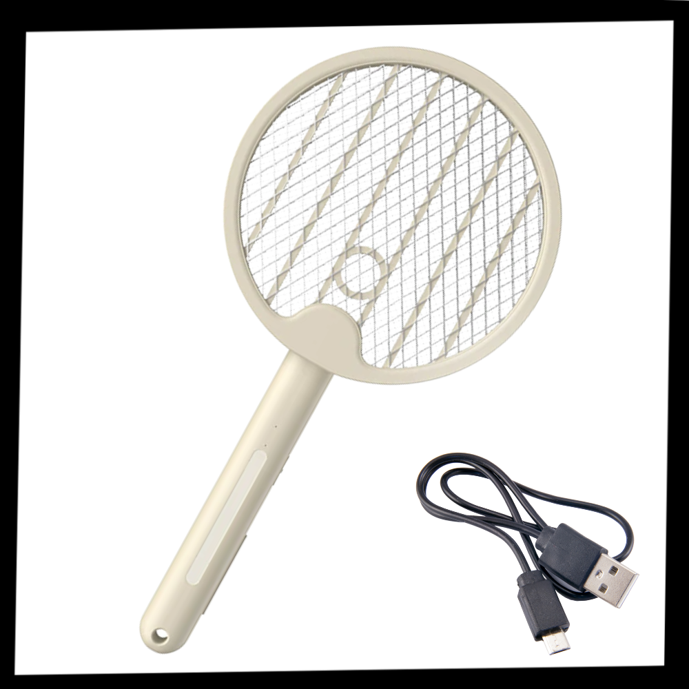 Raquete anti-mosquito dobrável 2-em-1 da Sutowe, ideal para camping e caminhada, com design compacto e funcional.