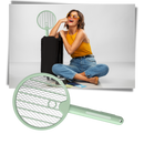 Raquete anti-mosquito dobrável 2 em 1 da Sutowe para camping e trilhas, com design portátil e funcionalidade dupla.