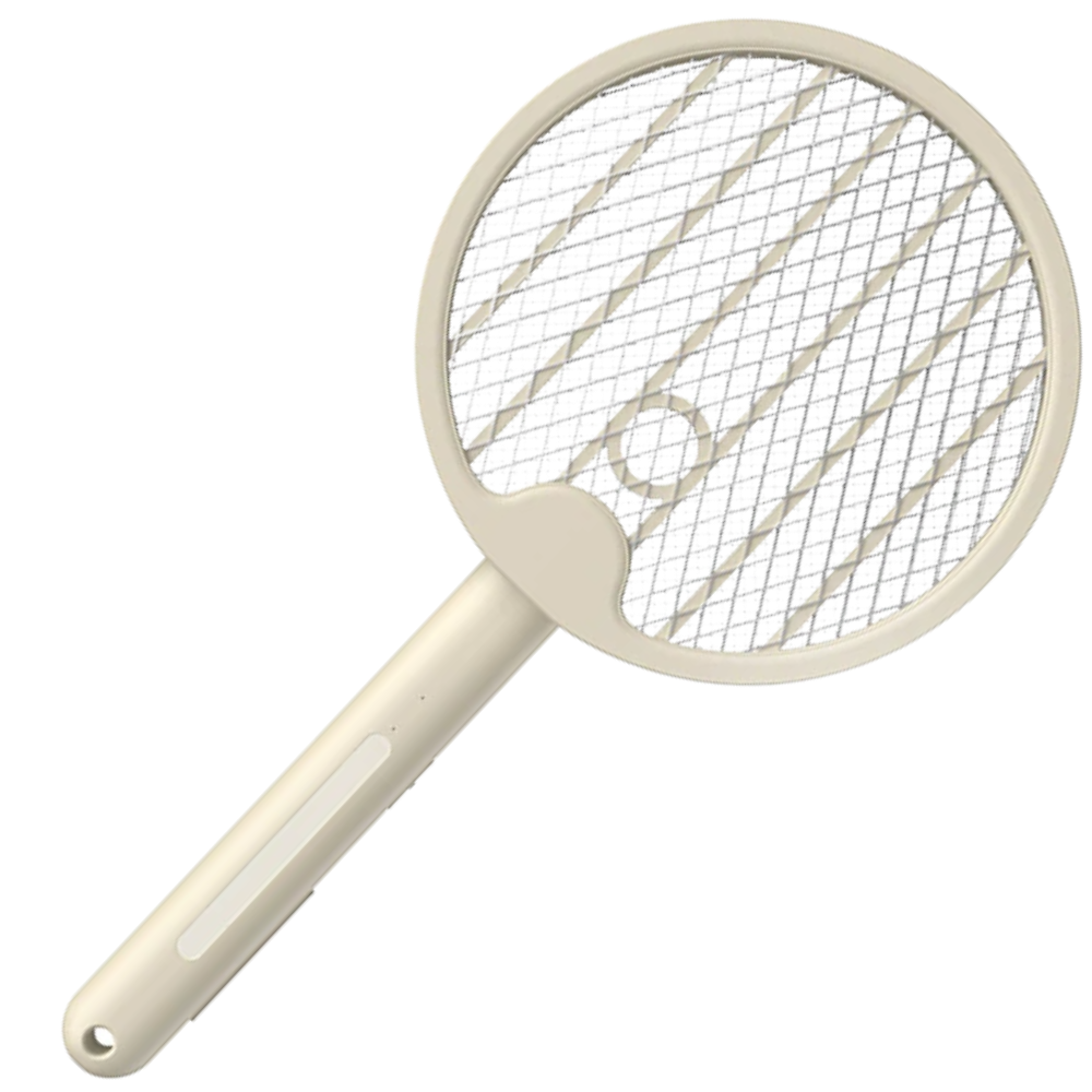 Raquete anti-mosquito plegable Sutowe 2-em-1 para camping e caminhada, com estrutura branca e design compacto.