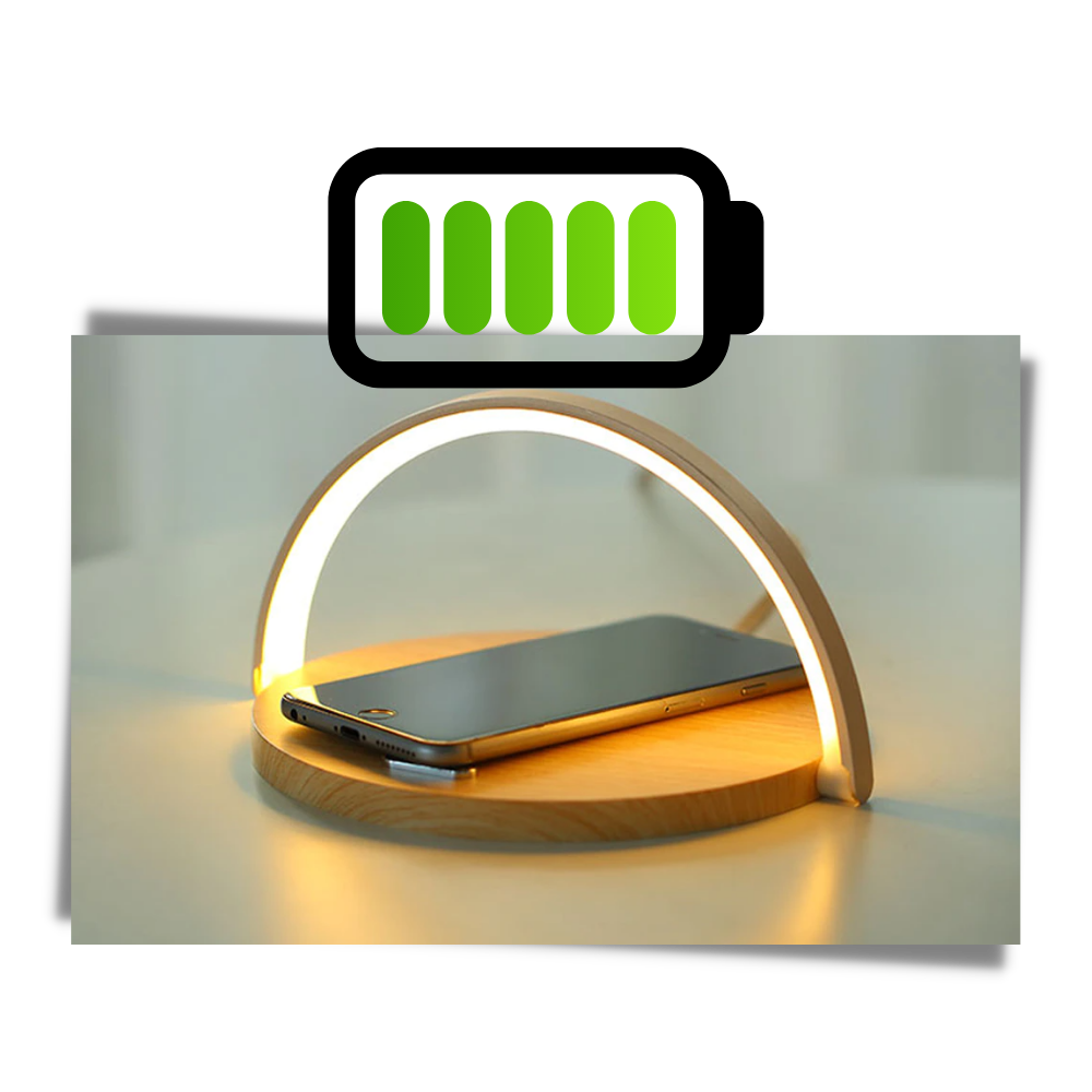 Lâmpada de mesa Vikudaty com carregador de telefone sem fio e função de alimentação 3 em 1, iluminada e moderna.