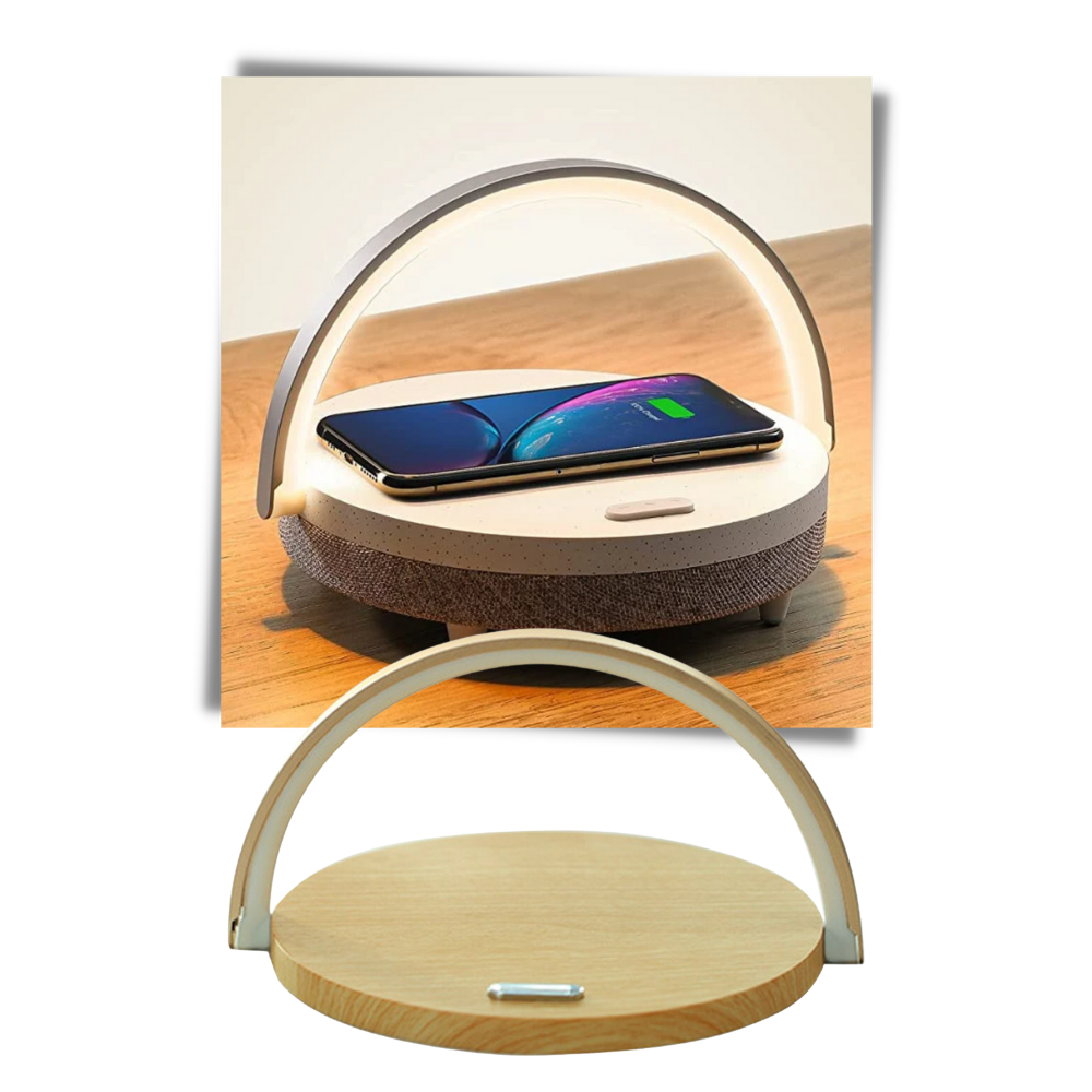 Lâmpada de mesa Vikudaty com carregador de telefone sem fio, iluminação inteligente e funcionalidade 3 em 1.