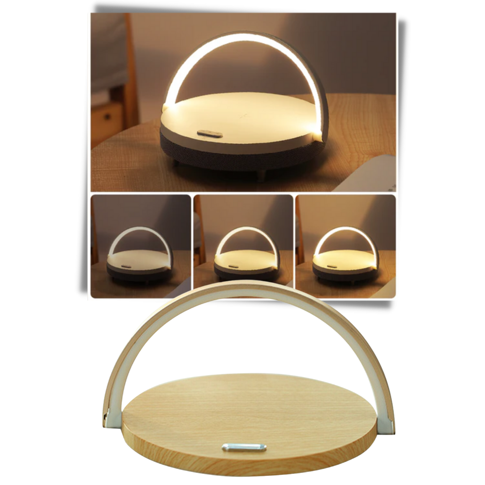 Lâmpada de mesa Vikudaty com carregador de telefone sem fio, múltiplos níveis de brilho e design funcional para escritório.