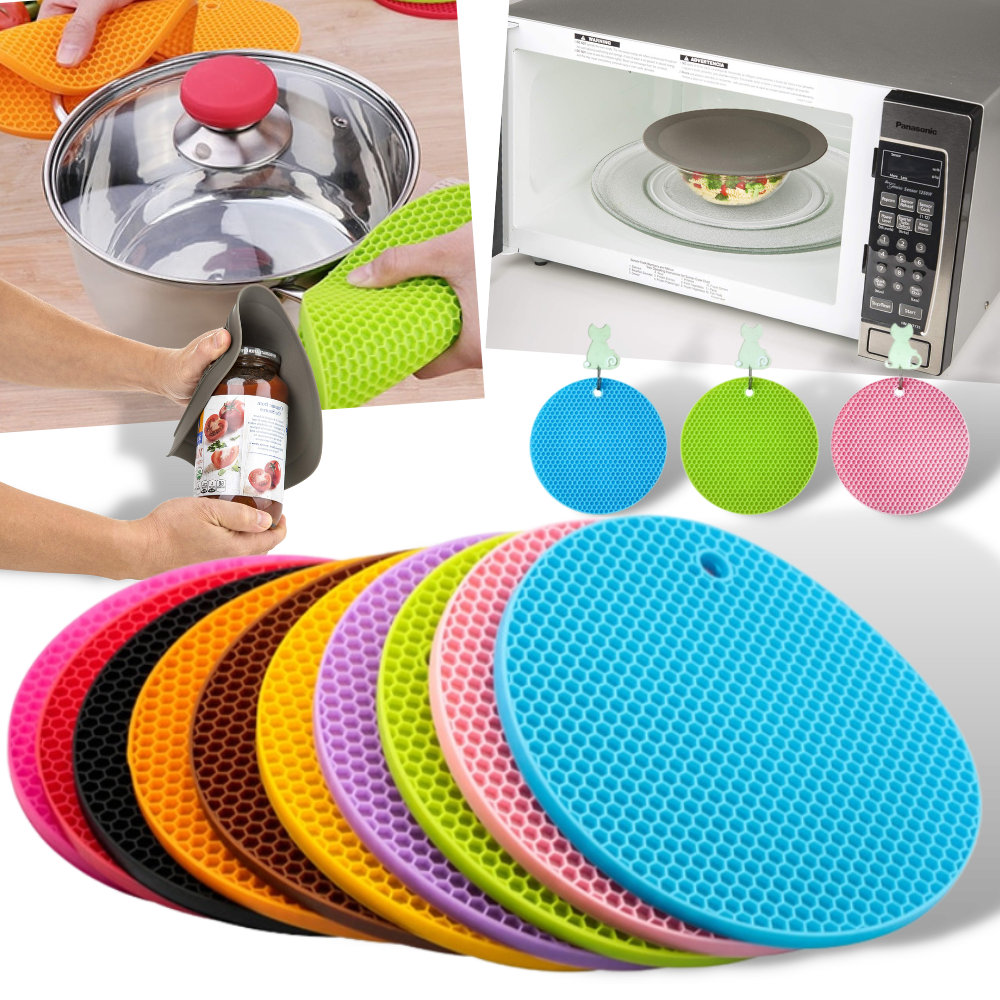 Sous-verre porte-pot de silicone Unattainy, utensílio de cozinha resistente ao calor, com suporte para panelas e utensílios.