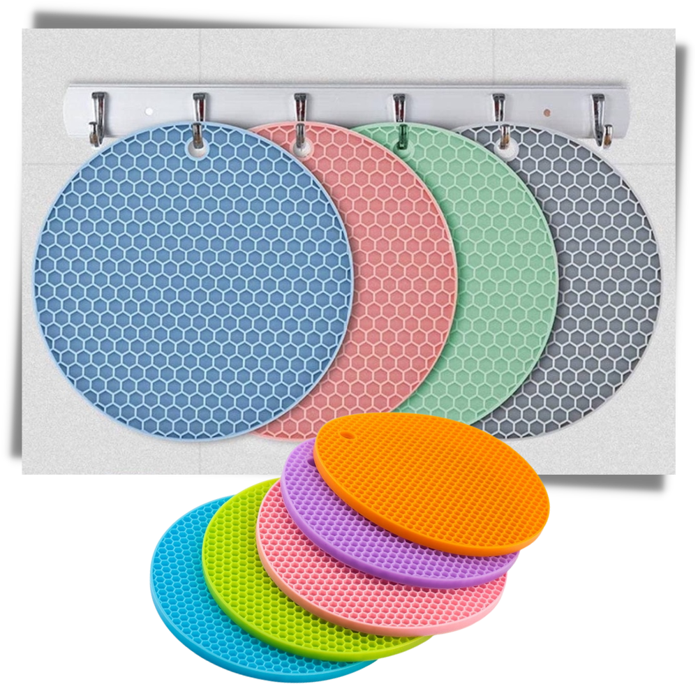 Sous-verre porte-pot de silicone da Unattainy, utensílio de cozinha resistente, com design elegante e superfície antiderrapante.