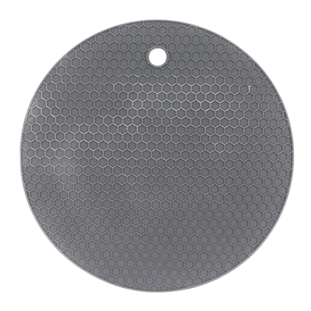 Sous-verre porte-pot de silicone cinza da Unattainy, resistente ao calor, ideal para proteger superfícies ao usar panelas.