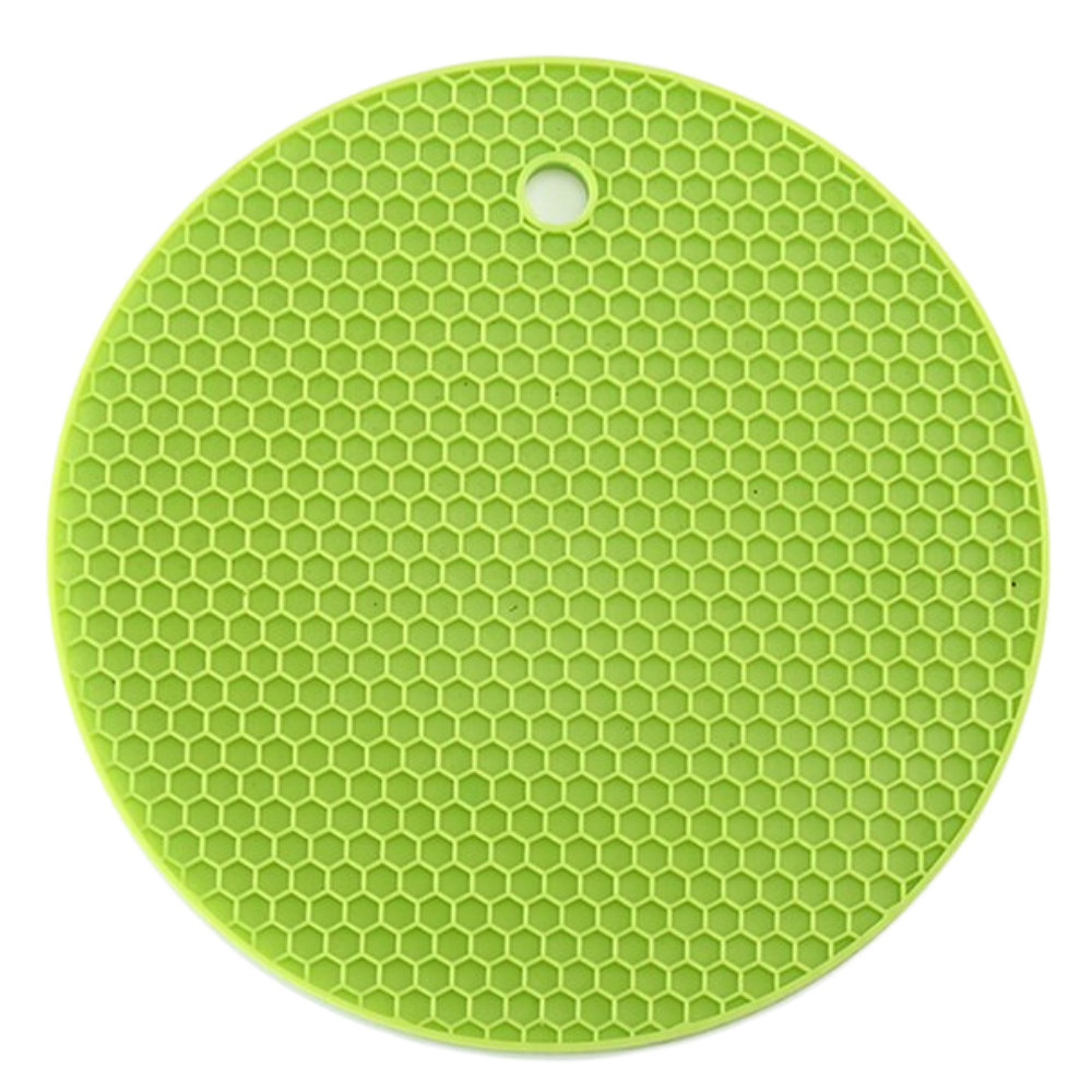 Sous-verre porte-pot de silicone verde da Unattainy, utensílio de cozinha para suporte de panelas e tigelas.