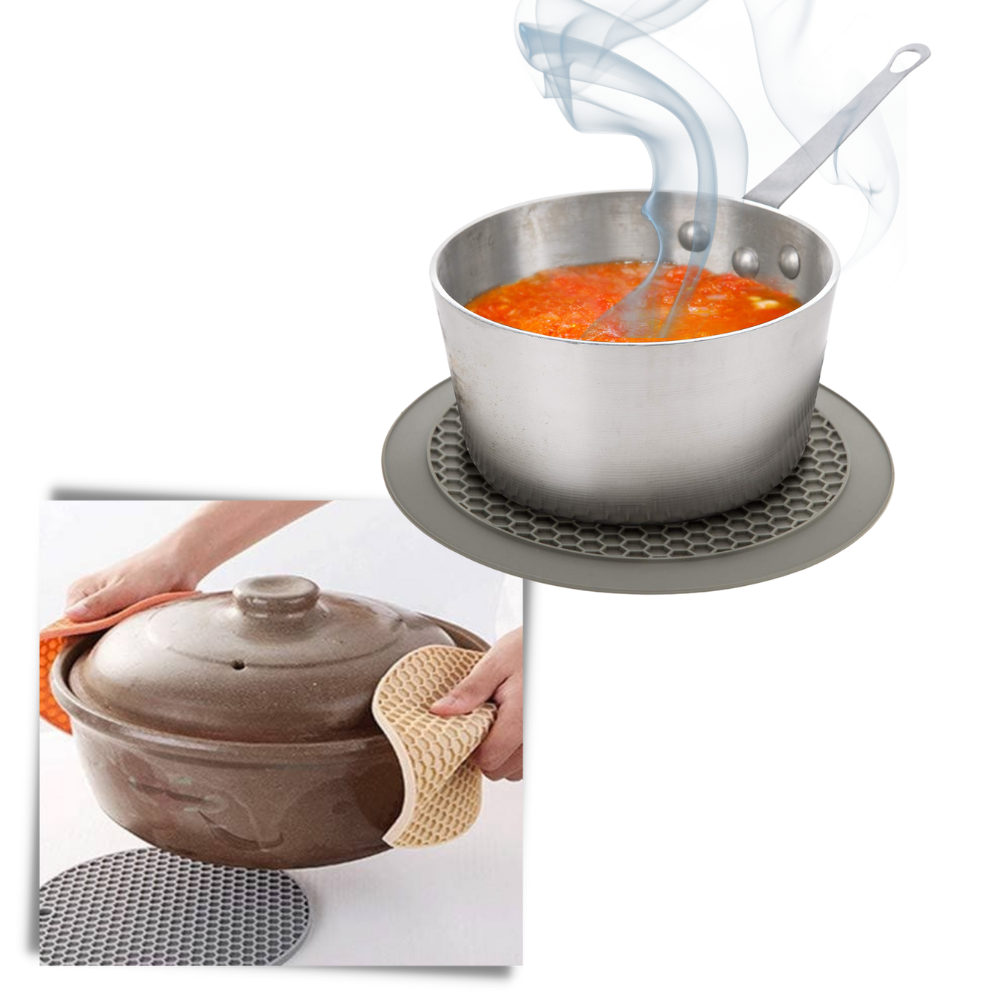 Sous-verre porte-pot em silicone resistente ao calor, utensílio de cozinha da marca Unattainy, com superfície antiderrapante.