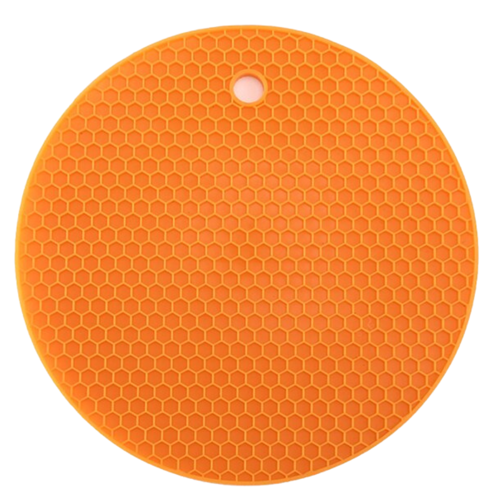 Sous-verre porta-pot de silicone laranja da Unattainy, resistente e antiderrapante, ideal para utensílios de cozinha.