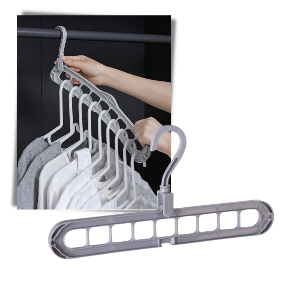 Conjunto de 2 cabides compactos da Homyl para economia de espaço em roupas de lavanderia, fácil de usar.