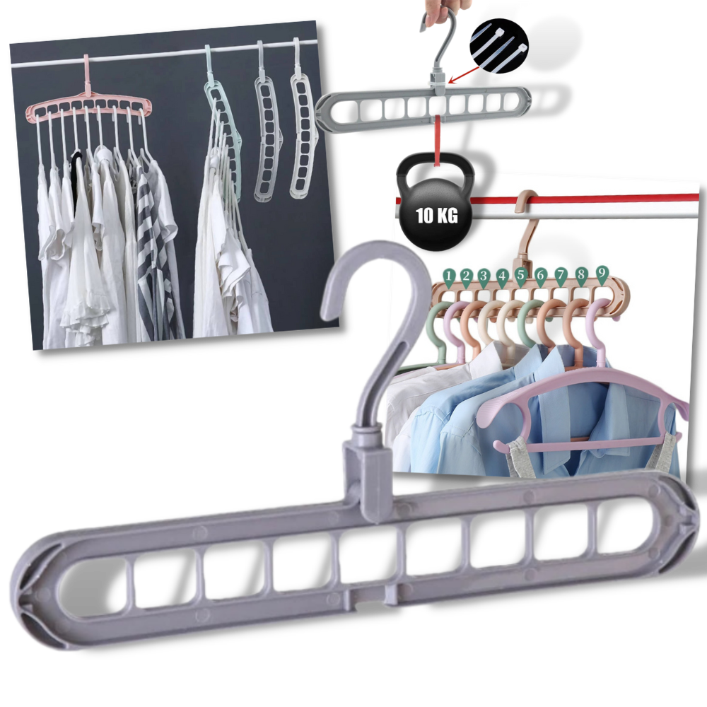 Conjunto de 2 cabides empilháveis Homyl para economia de espaço em roupas de lavanderia, feitos de material leve e resistente.