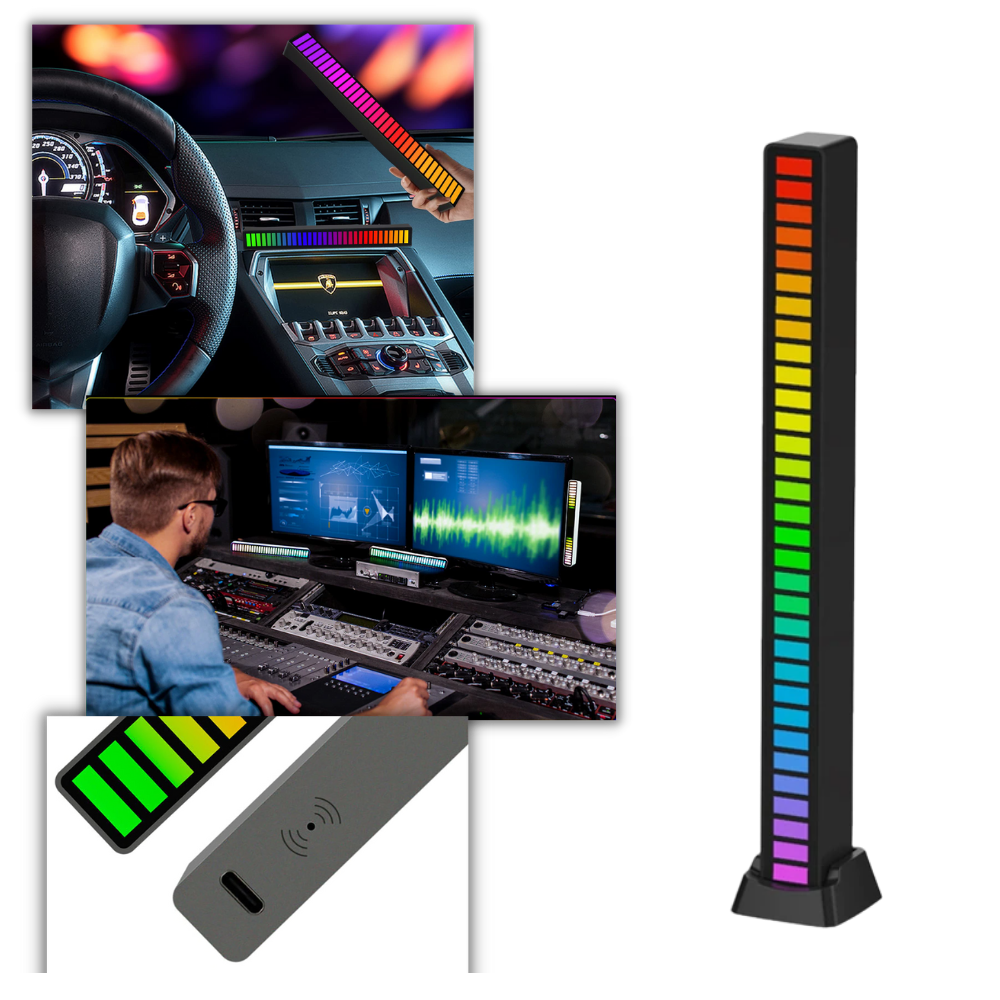 Luminária de ambiente musical LED Yzhm, luz suave e cores coloridas, ideal para decorar quartos ou espaços relaxantes.