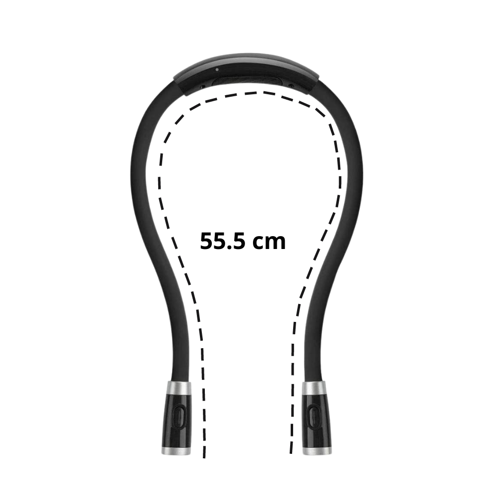 Lâmpada de leitura LED para pescoço da marca Ourleeme, com design ergonômico e luz ajustável para leitura confortável.