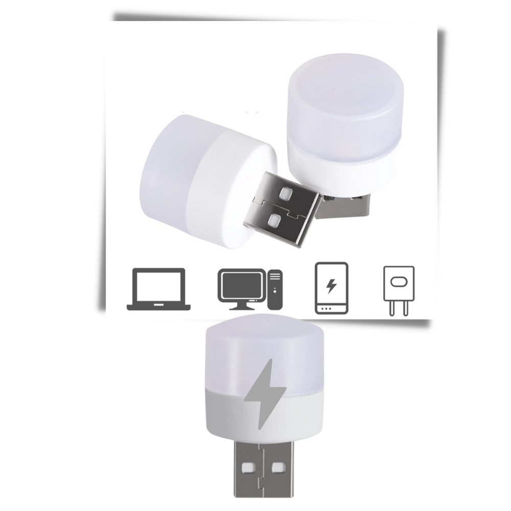 Lâmpada LED USB mini da Megawheels, portátil e prática, iluminando ambientes com luz branca suave e design compacto.