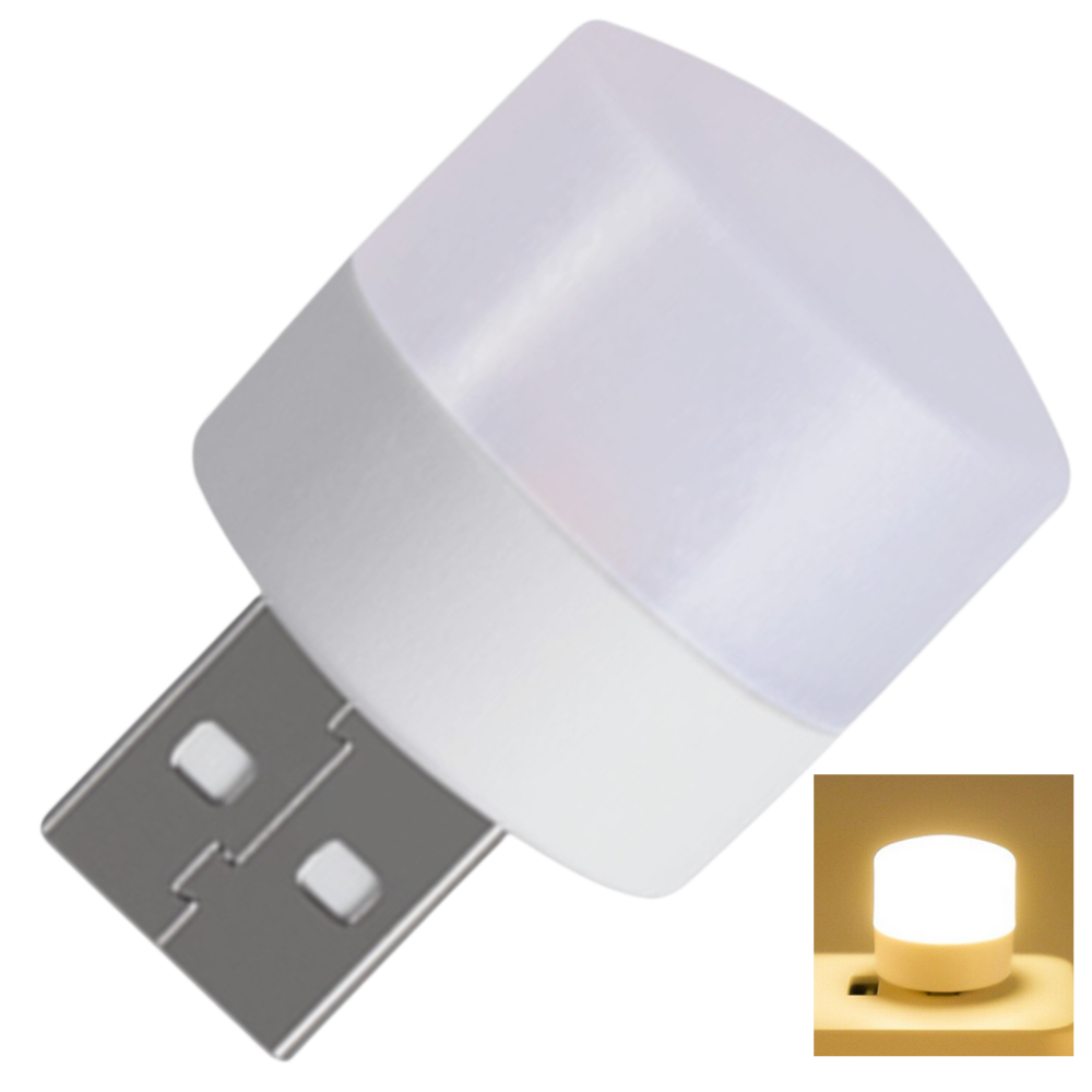 Lâmpada LED USB Mini da Megawheels com luz quente, ideal para iluminação portátil e uso em computadores ou notebooks.