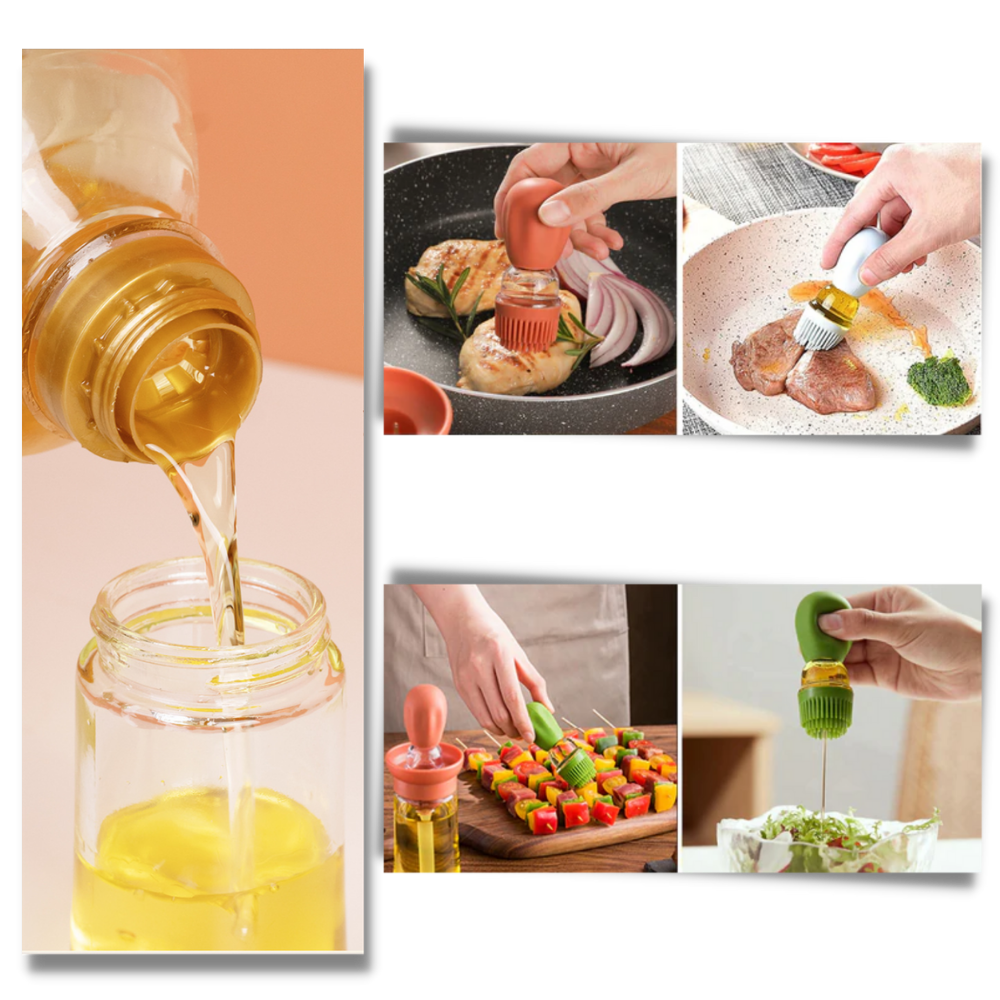 Frasco de vidro para óleo da Skycarper com pincel de cozinha, utensílio multifuncional para temperar e cozinhar alimentos.