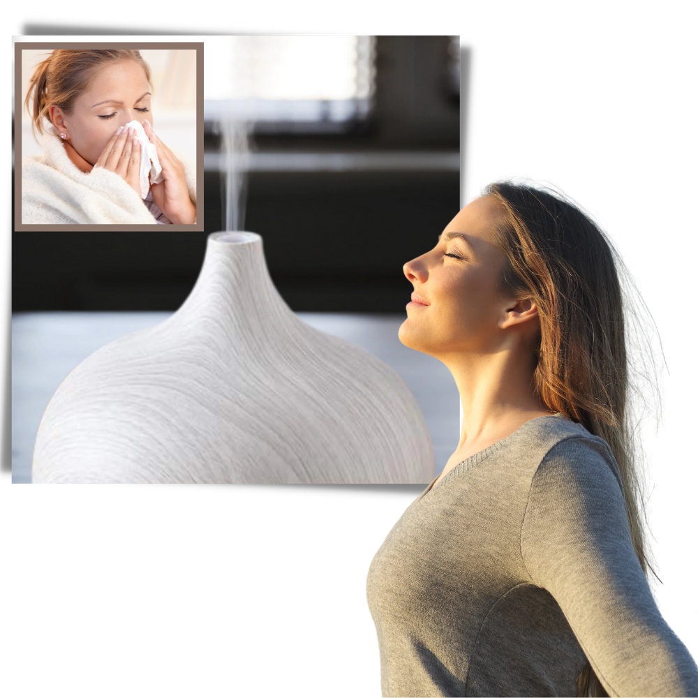 Difusor de óleos essenciais Dengmore, acessório para umidificador, exibindo design moderno e recipiente para óleos aromáticos.