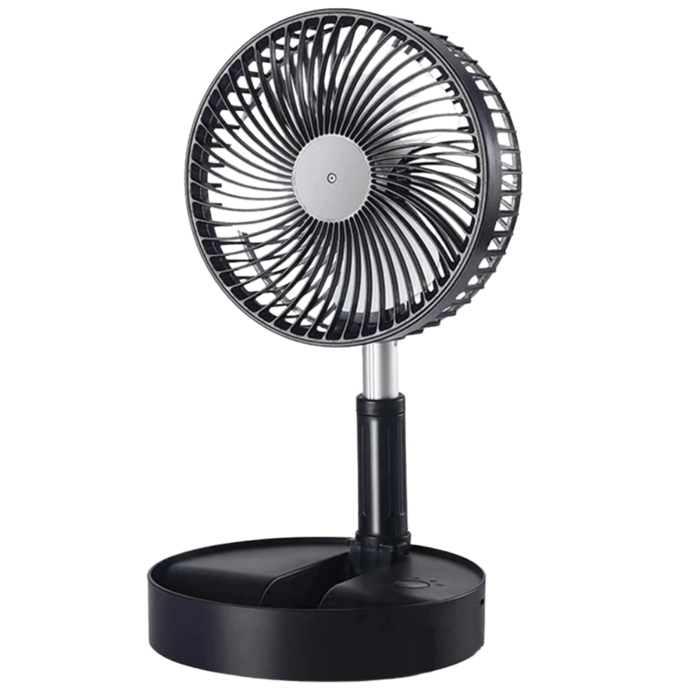 Ventilador USB portátil e dobrável da Zoo Med Laboratories Inc, com movimento oscilante e design compacto na cor preta.