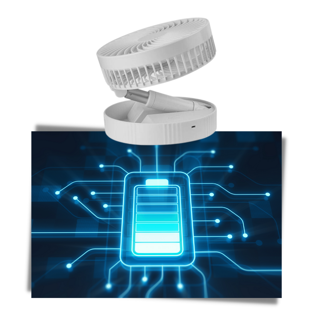 Ventilador USB portátil e dobrável da Zoo Med Laboratories, com movimento oscilante e longa duração de funcionamento.