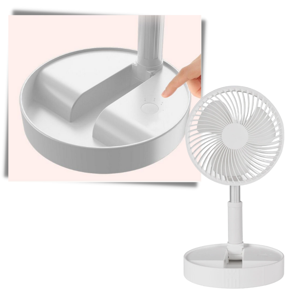 Ventilador USB portátil e dobrável da Zoo Med Laboratories Inc, com opções de velocidade e movimento oscilante.