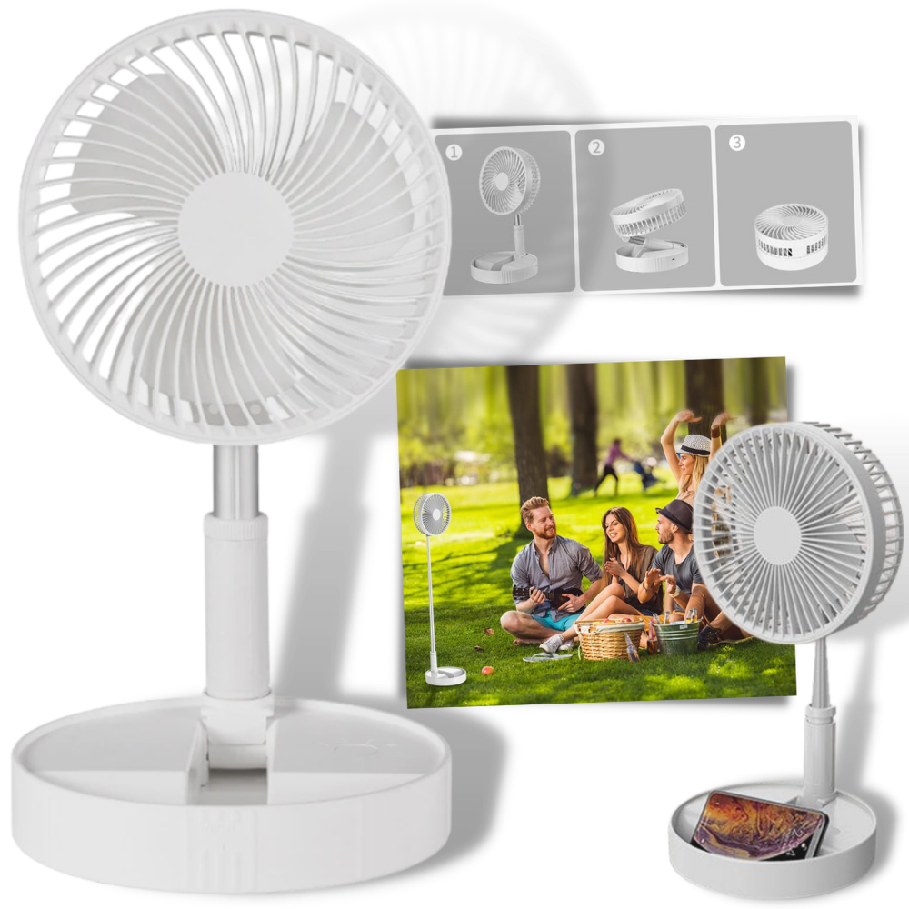 Ventilador USB portátil e dobrável da Zoo Med Laboratories Inc, com grade oscilante para circulação de ar eficiente.