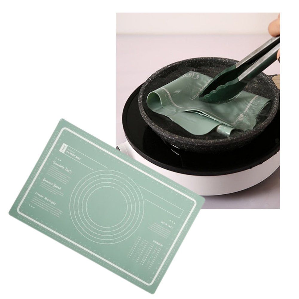 Tapete de silicone extra-large para cozimento e confeitaria, durável e resistente, marca Geweyeeli, usado em assados e preparação de alimentos.