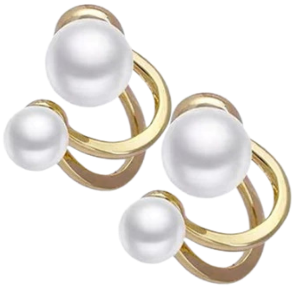 Brincos de argola vintage com pérolas, estilo delicado, marca Brave Star Gifts, detalhes visuais de pérolas brancas e acabamento dourado