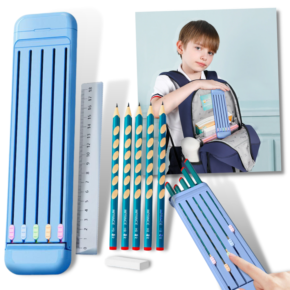 Estojo rígido para lápis com lápis coloridos e régua, estojos para canetas e materiais escolares, marca Hevirgo