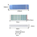 Estojo rígido para lápis e canetas Hevirgo com lápis coloridos e régua, ideal para organização escolar ou artística.
