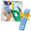 Estojo rígido para lápis e canetas Hevirgo com lápis coloridos e régua, ideal para organização escolar ou de escritório.