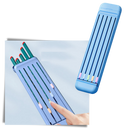 Estojo rígido para lápis e canetas Hevirgo com lápis e régua, design inteligente, organizado e portátil.