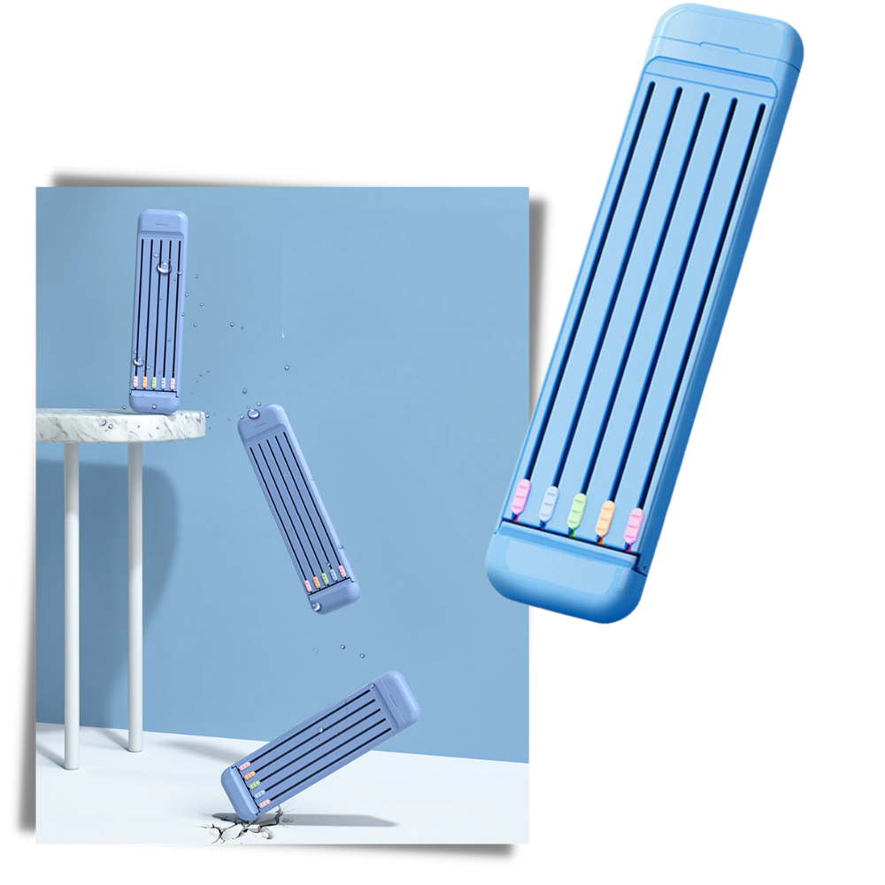 Estojo de lápis rígido Hevirgo com canetas, lápis e régua, resistente ao desgaste, ideal para organização escolar ou artística.