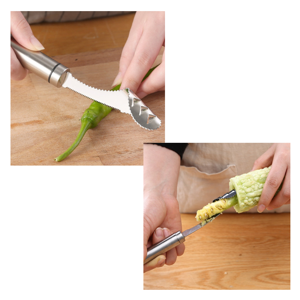 Evideur para legumes e pimentões Carolily Finery, utensílio de cozinha fácil de usar, com design prático para preparar alimentos.