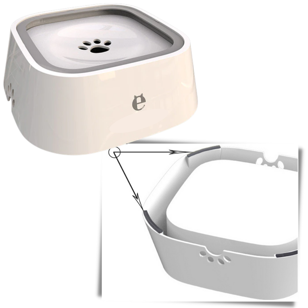 Mangeira flutuante Pet Feeder Bowl para animais, com design antiderrapante e recipiente para água ou alimento.