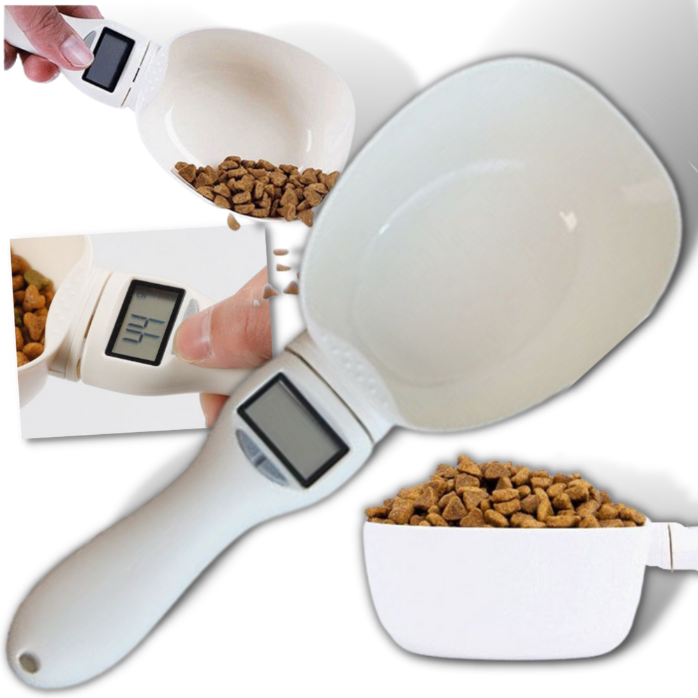 Cuillère de pesagem para alimentos de animais, utensílio de cozinha para medir porções em produtos da categoria gamelas e abrigueiros.