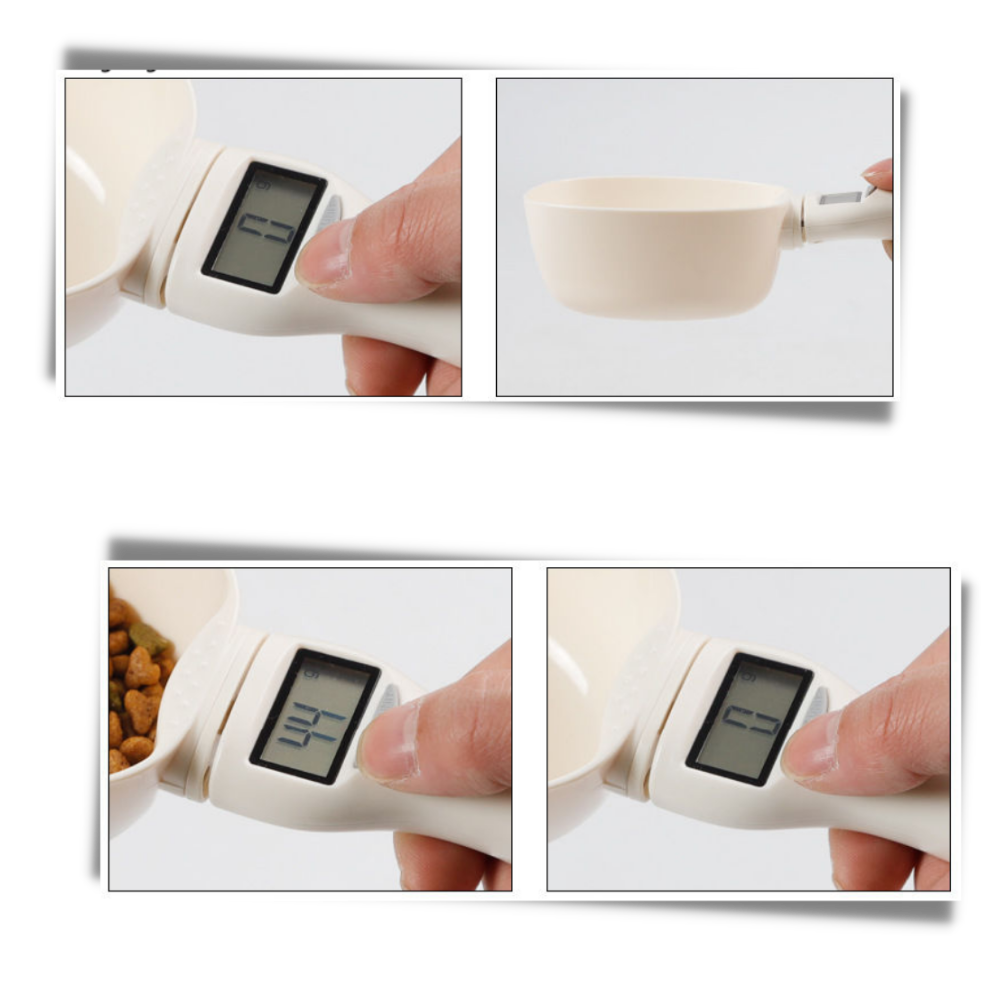 Colher de pesagem para alimentos de animais, utensílio fácil de usar para medir porções em gamelas e comedouros.