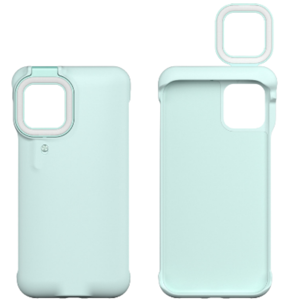 Capa de telefone Peyan com anel luminoso LED em azul para iPhone 11, proteção e iluminação para selfies.