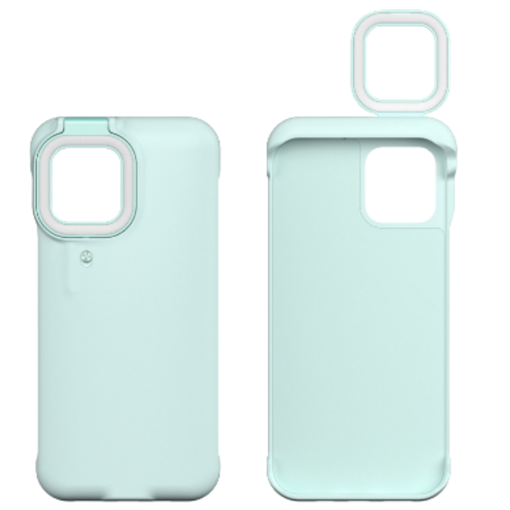 Capa de telefone Peyan com anel luminoso LED azul para iPhone 12, proteção e iluminação prática para selfies e chamadas.