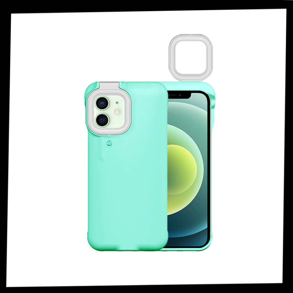 Estuche de telefone Peyan com anel de luz LED, proteção e iluminação para selfies e chamadas em ambiente escuro.
