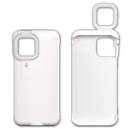 Capa de telefone Peyan com anel de luz LED para iPhone 12 branca, proteção e iluminação para selfies.