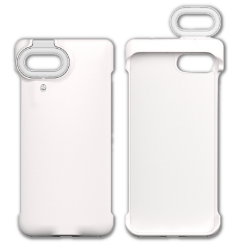 Capa de telefone Peyan com anel luminoso LED para iPhone 7/8 Plus, branca, protegendo e realçando o dispositivo.