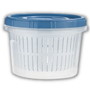Recipiente alimentício empilhável com escorredor, recipiente de armazenamento de alimentos em plástico azul de 900ml.
