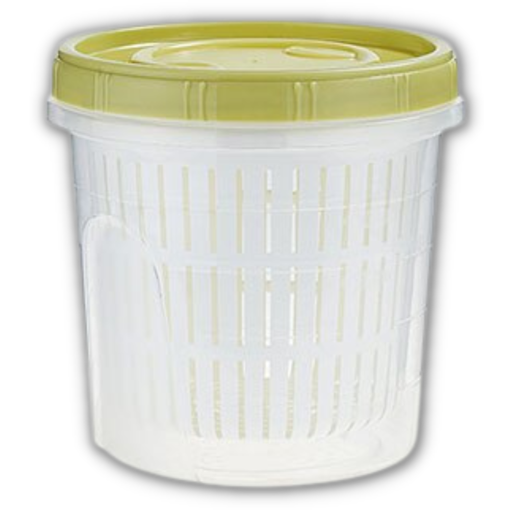 Recipiente empilhável para alimentos com escorredor, pote de armazenamento de 1200ml da marca Epackagesupply, verde.