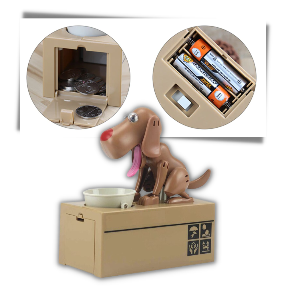 Tirelire de cachorrinho da marca Wocleiliy, decorativa, feita de plástico, com detalhes fofos e cores vibrantes.