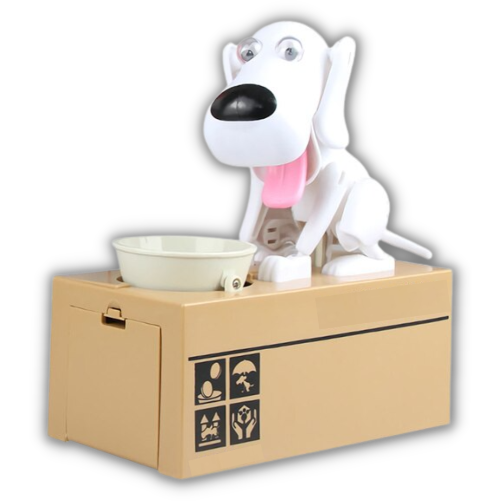 Tirelire de cachorrinho da marca Wocleiliy, brinquedo de estimação com formato de filhote, feita de material plástico.
