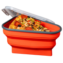 Caixa extensível de armazenamento de pizza Doubfivsy, recipiente plástico vermelho para conservar alimentos.