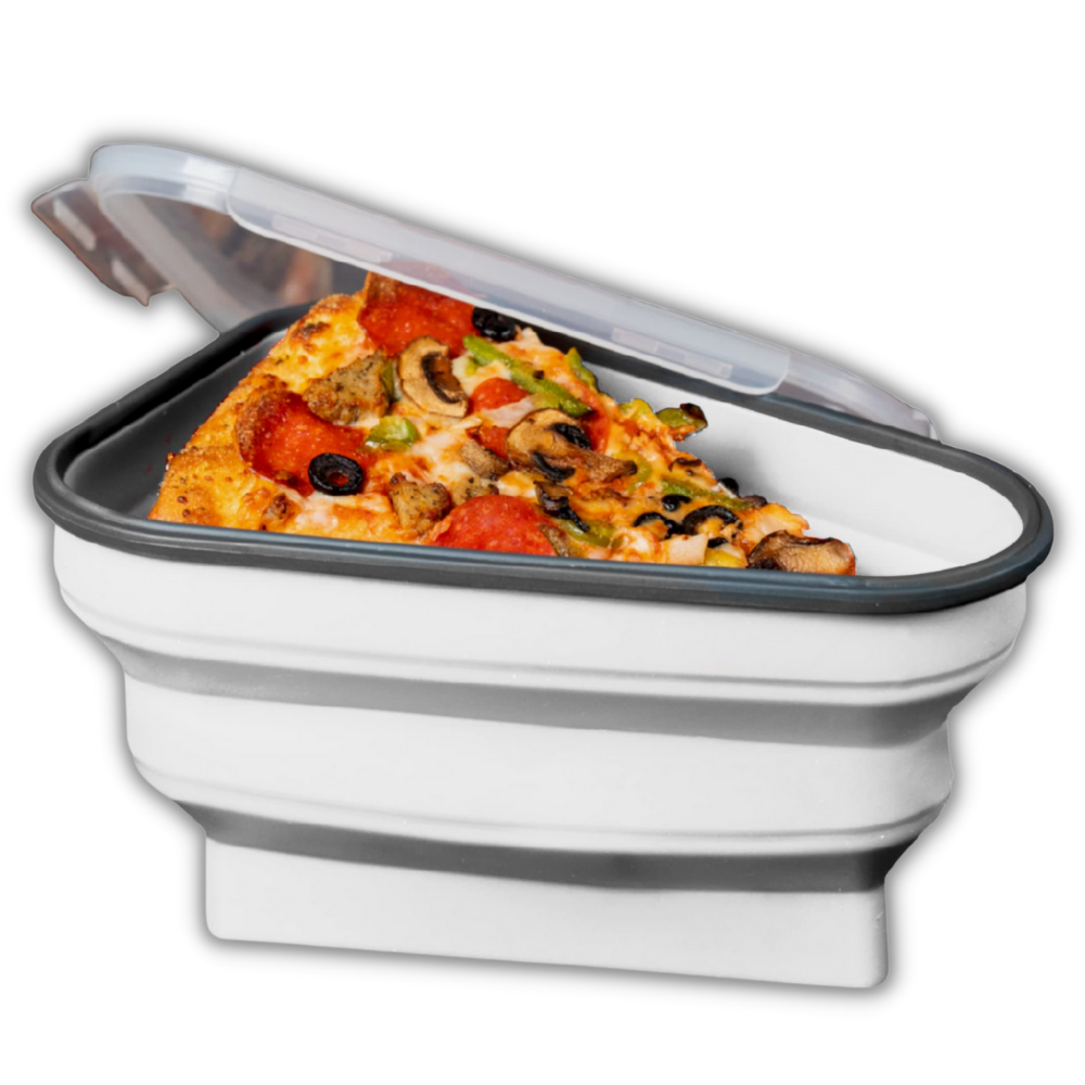 Caixa extensível de conservação de pizza Doubfivsy branca, recipiente para armazenamento de alimentos.